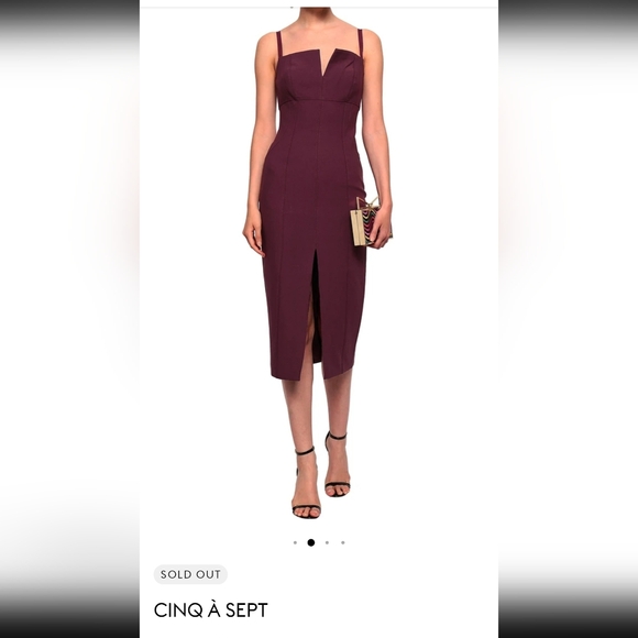 CINQ À SEPTSaoirse split-front cady midi dress Like New 00 - Picture 3 of 11